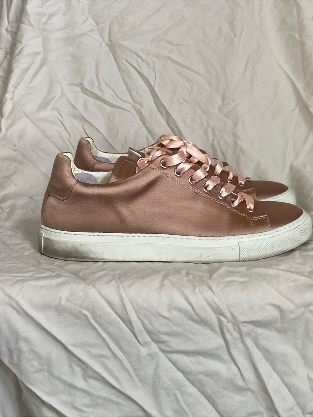 Distressed - Jil Sander Women's Satin Rose Gold Sneakers with Satin Laces EU 39